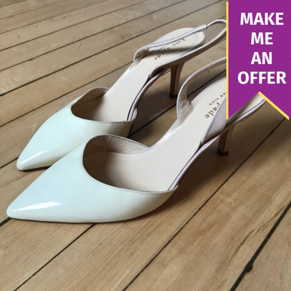 kate spade Shoes - Kate Spade Ivory & Pink Patent Leather Sling Back